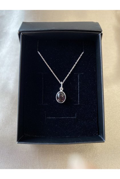 Lal Taşı (GARNET) Minimal Gümüş Kolye