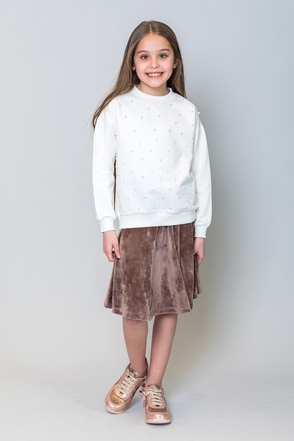 Girl's Velvet Skirt with Flounces