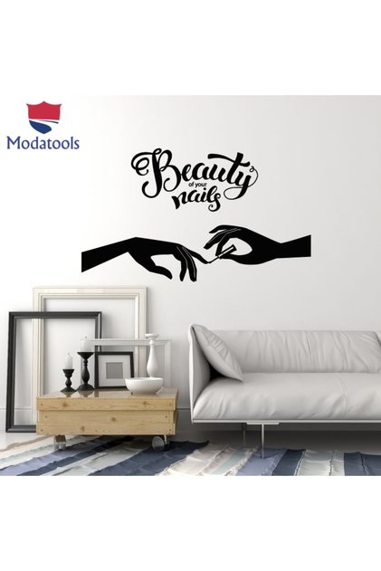 Tırnak Duvar Sticker Yazı Güzellik Tırnaklarınızın Güzelliği Salon Manikür Kadın El Çıkartma