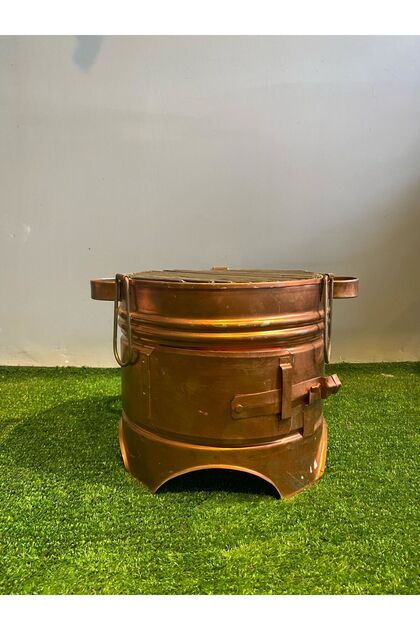 26 cm Tek Kapaklı Yemek Ayaklı Bakır Boyalı Mangal