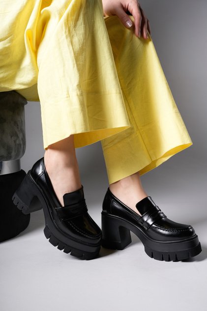 Syagroth Kadın Loafer 0012506 Mat Siyah Rugan