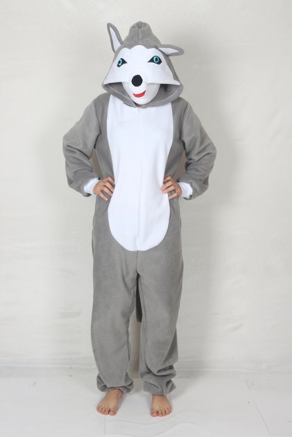 Adult Siberian Husky Wolf Costume Animal Costume Cozy Pajama Costume