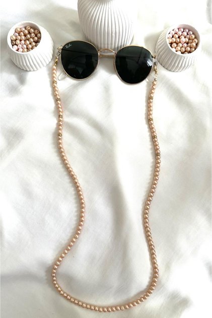 Salmon Color Pearl Glasses Strap