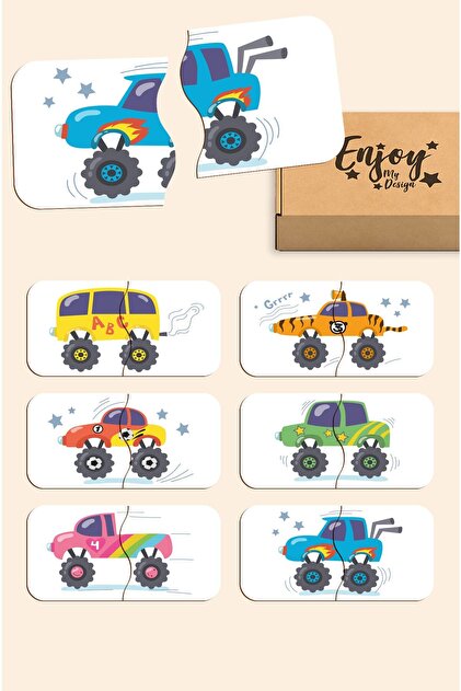 Car Matching Game Wooden Two Piece Baby Puzzle Preschool Puzzle Educational Toy