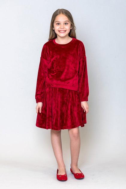 Girl's Velvet Skirt with Flounces