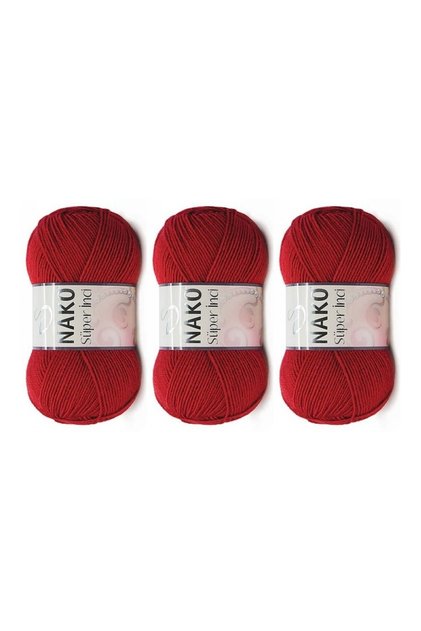 Super Pearl Hand Knitting Yarn 100 Gr 3 Pcs Color: 1175 Dark Red