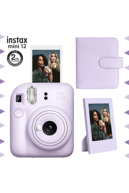 Fujifilm Instax mini 12 Lila Fotoğraf Makinesi-Çerçeve ve 64'lü