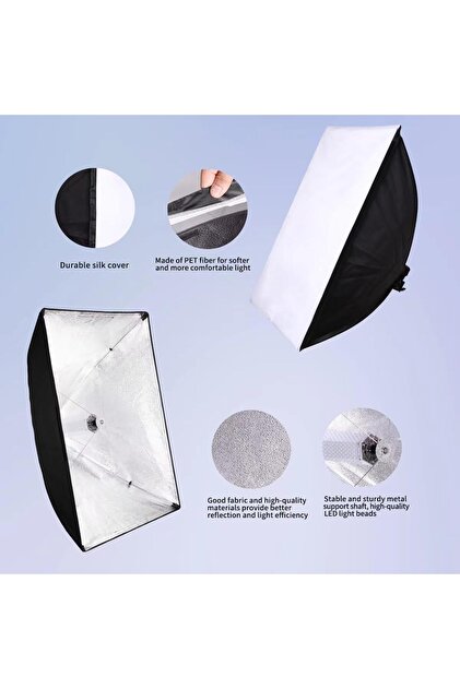 FototekFotograf 120w 60x90cm Softbox ikili Sürekli Işık Seti 3000