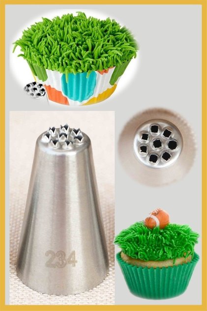 Stainless Steel Cream Piping Bag Tip (Whipping Bag Tip, Grass Cap) 1 Piece + 4 Whipping Bags