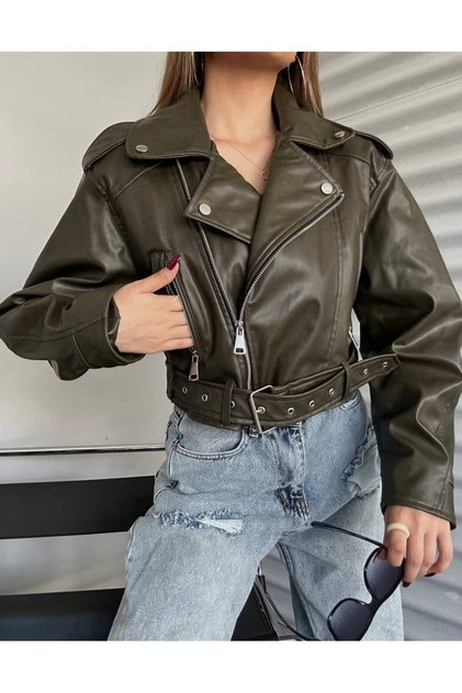 Luxury Quality Women's Balloon Sleeve Vintage Biker Leather Jacket