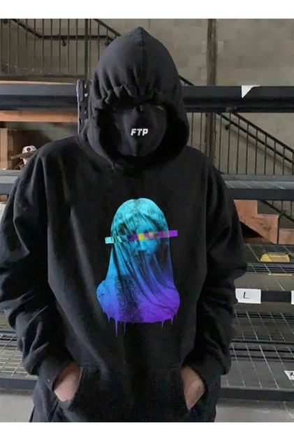 Blue Unisex Hoodie Sweatshirt with Doorway Superior Sleeves