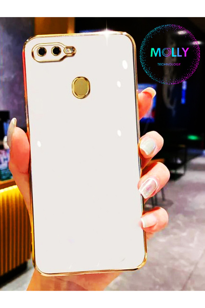 Luxury Silicone Case for Huawei P Smart 2018 with Pearl White Edges Gold Detail