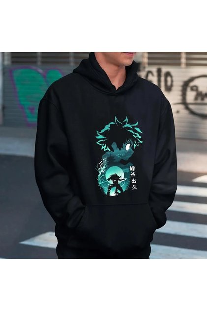Dompuleri Moda My Hero Academia Izuki Black Hooded Sweatshirt