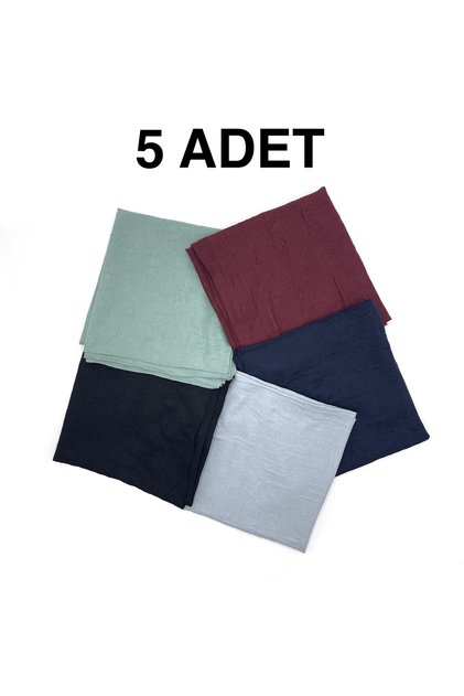 5'li Paket Pamuklu Bambu Kraş Eşarp Düğün Kına Dağıtmalık Toptan Yazma 100x100cm Overloklu