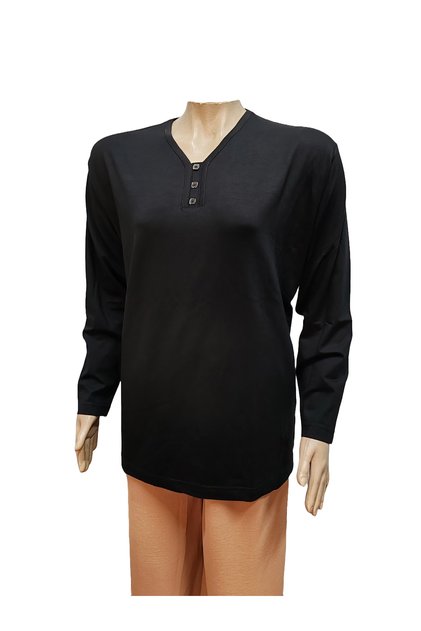 Mother Combed Cotton Blouse Long Sleeve V-Neck