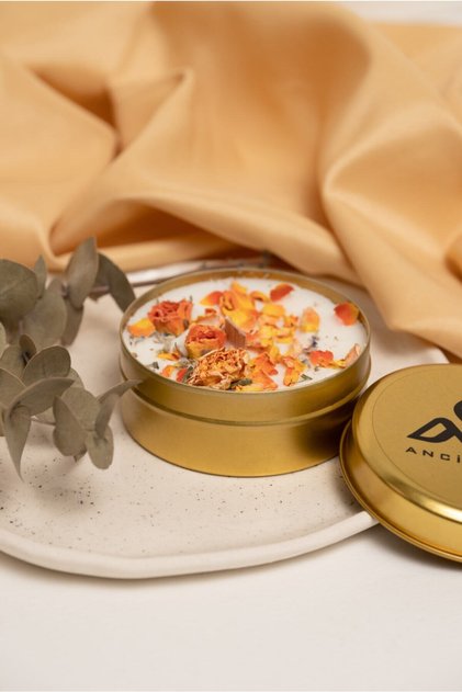 Dekoratif Hediyelik Soya Mum(WAX) Metal Kutulu Aromaterapi Kavun Kokulu Mum 01