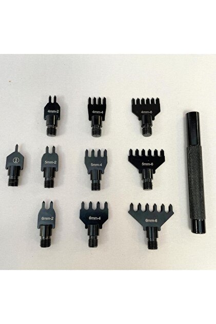 端砚 ipekbazaar Deri Hobi 10'lu Vidalı Zımba Set (Tekli, 2'li, 4'lü, 6