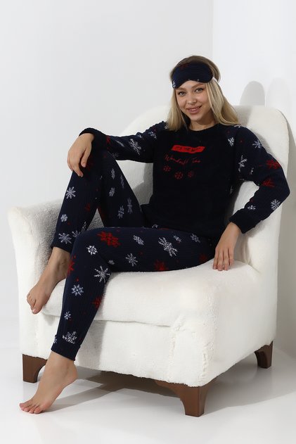 F5009 Plush Welsoft Fleece Winter Soft Women's Pajama Set