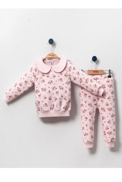 Powder Trento Baby Collar Floral 3 Thread 2-Piece Girl Baby Set