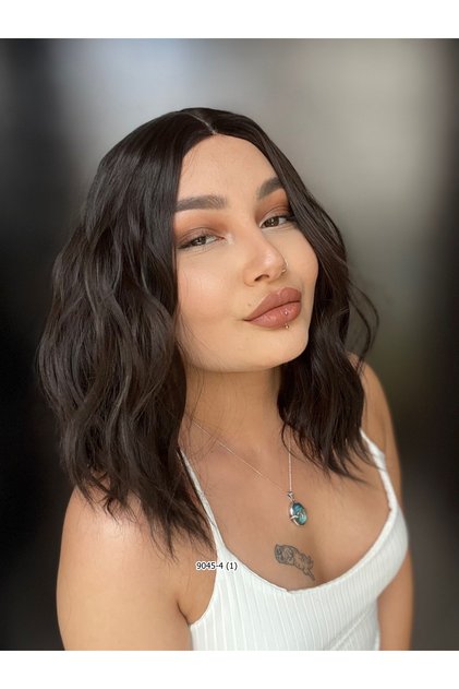 Lena Modeli Dalgalı Perçemsiz Peruk - Kahverengi
