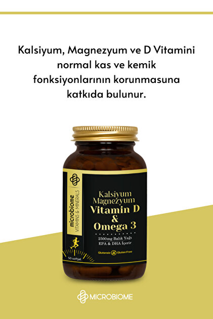 Microbiome Kalsiyum, Magnezyum, Vitamin D & Omega 3 50 Softjel - 3