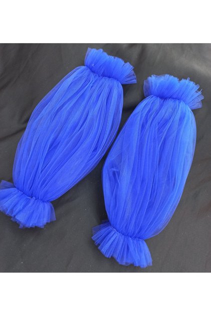 Beste long tulle sleeve evening dress sleeve sax blue