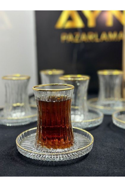 ELYSİA 12 LI YALDIZLI ÇAY SETİ TAKIMI GOLD