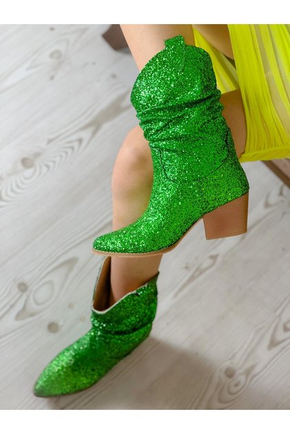 TOKYO GREEN STONE SPATTERED DALLAS SHORT BOOTS