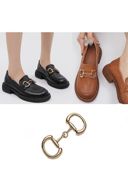 Shoes Ballerina Front Buckle Gold 1 Pair (NON-BARROW) - Metal Accessory