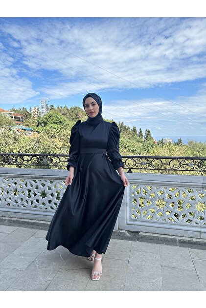welting Linda satin flared islamic evening dresses- Trendyol welting Linda satin flared islamic evening dresses- Trendyol