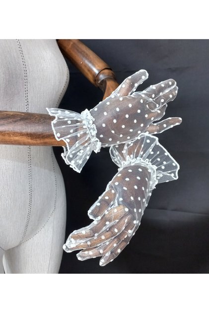 Lara Polka Dot Evening Dress Bridal Gloves