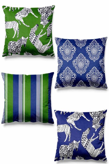 Double Sided Printed Rahvan Patterned 4-Piece Suede Throw Pillow Cover
