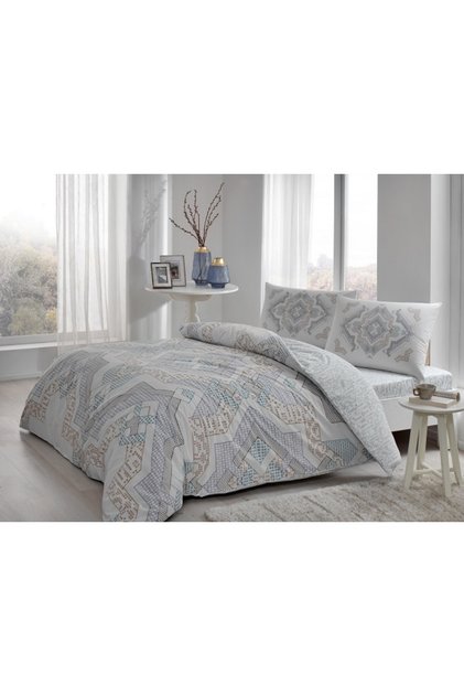 طقم غطاء لحاف فردي إيلانور بني بدون مطاط 160 سم × 220 سم