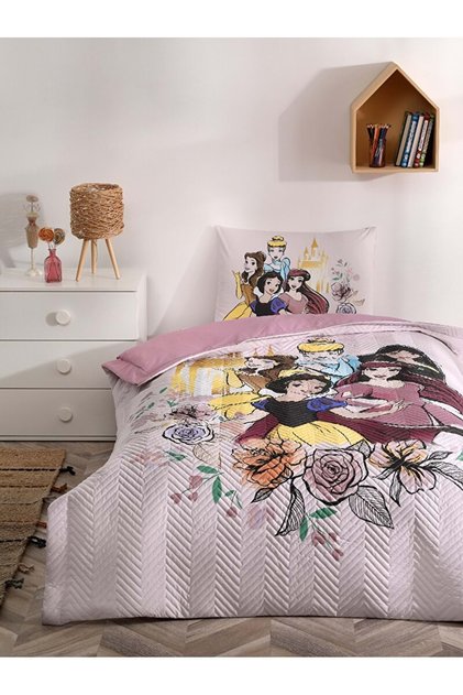 Princess Rose Pink Quilted Licensed Fitted Bedsheet Nev Tk Kids Complete Set