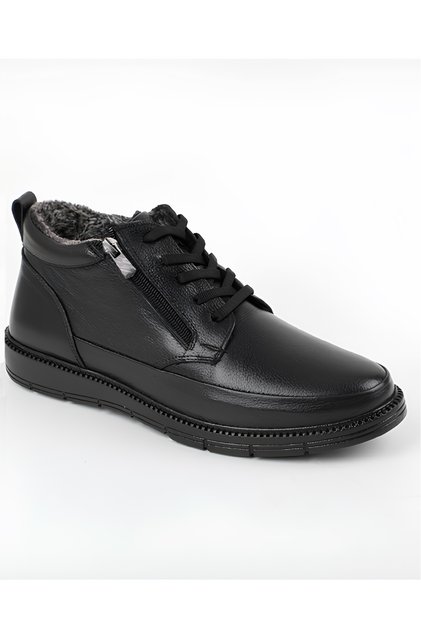 224 - 5511 Simao Black Genuine Leather Full Shearling Men's Boots