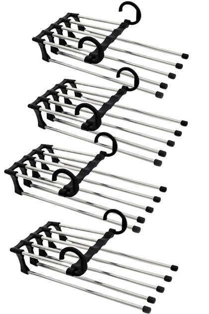 4 Pieces Movable Closet Pants Tie Shawl Organizer Layered Hanger Organizer Color White