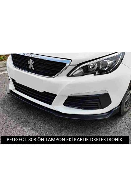 DKELEKTRONİK Peugeot 308 Parlak Siyah Ön Tampon Eki Lip 3 Parça
