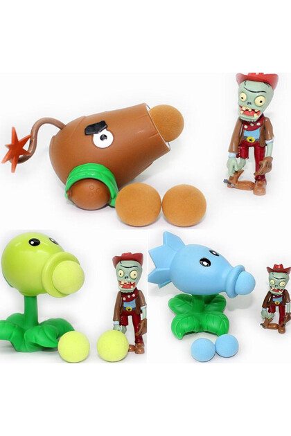 Schulzz Plants And Zombies Zombi Ve Bitkiler +figür+toplar 3lu set