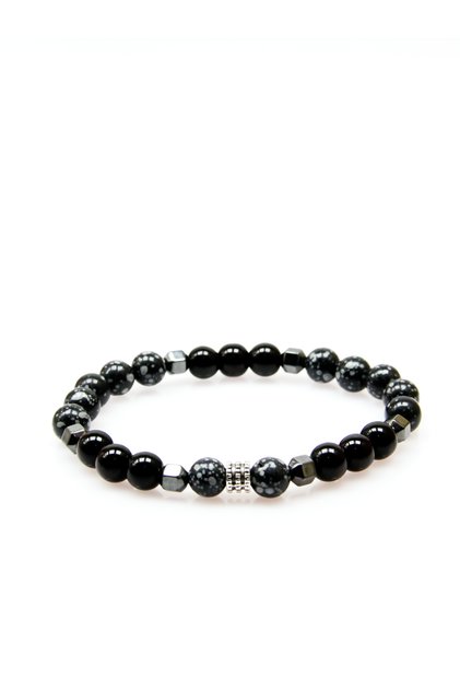 Jasper Onyx Hematite Men's Natural Stone Bracelet Stone of Strength and Courage