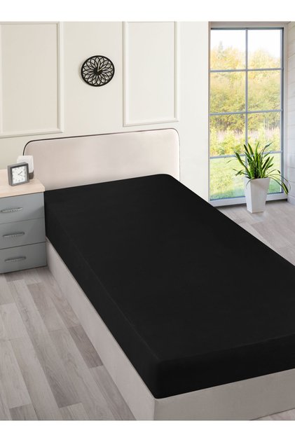 Cotton Collection Ranforce Double Bed Sheet Flat Sheet Black