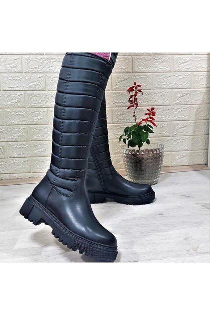 M.P 2752 Siyah Fermuarlı İçi Kürklü 46cm Paraşüt Çizme