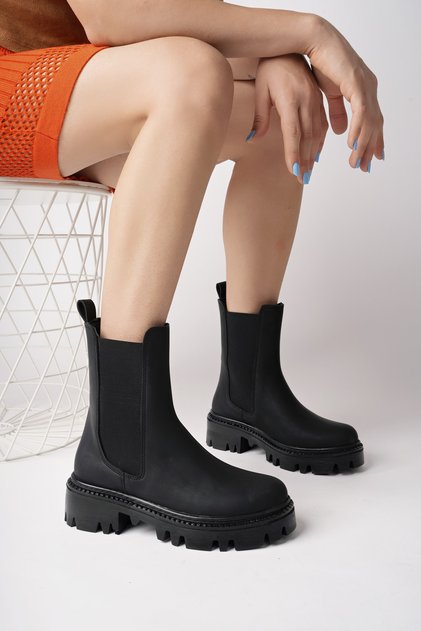 Black Matte Elastic Thick Sole