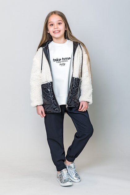 Girl's Quilted Pocket Detailed Hooded Coat