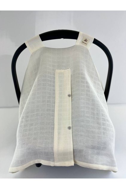 100% Cotton Muslin Baby Stroller Cover Ecru