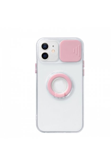 iPhone 11 6.1Inch Case Silicone Case with Sliding Camera Lens Protection Ring Stand Pink