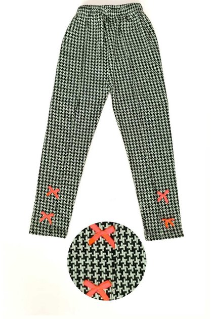 Water Green Sweater Patterned Ribbon Detailed Winter Girl's Leggings