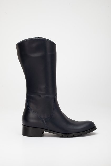 WOMEN'S GENUINE LEATHER NAVY BLUE MEDIUM BOOTS