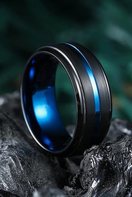 Paslanmaz Çelik Yüzük Mavi Tungsten Line ( Satınalmadan Önce Ölçüm Yaptırınız!!! )