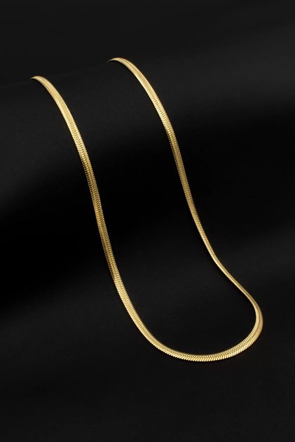 Gold Non-Tarnish Women's Italian Steel Crushed Necklace 45 cm