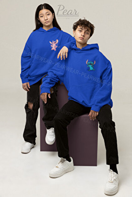Pear Wear Hanorac pentru cuplu imprimat Lilo Stitch Hanorac unisex